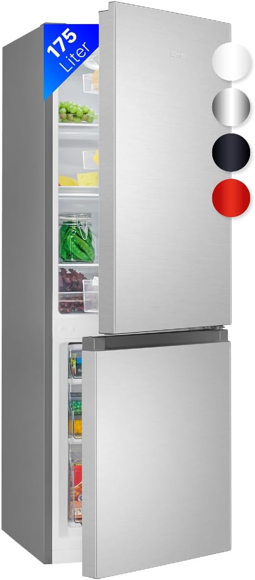 Bomann® Kühlschrank mit Gefrierfach | Energieklasse E | 143cm | Kühl Gefrierkombination leise 39 dB | 3 Ablagen & 3 Schubladen | Türanschlag