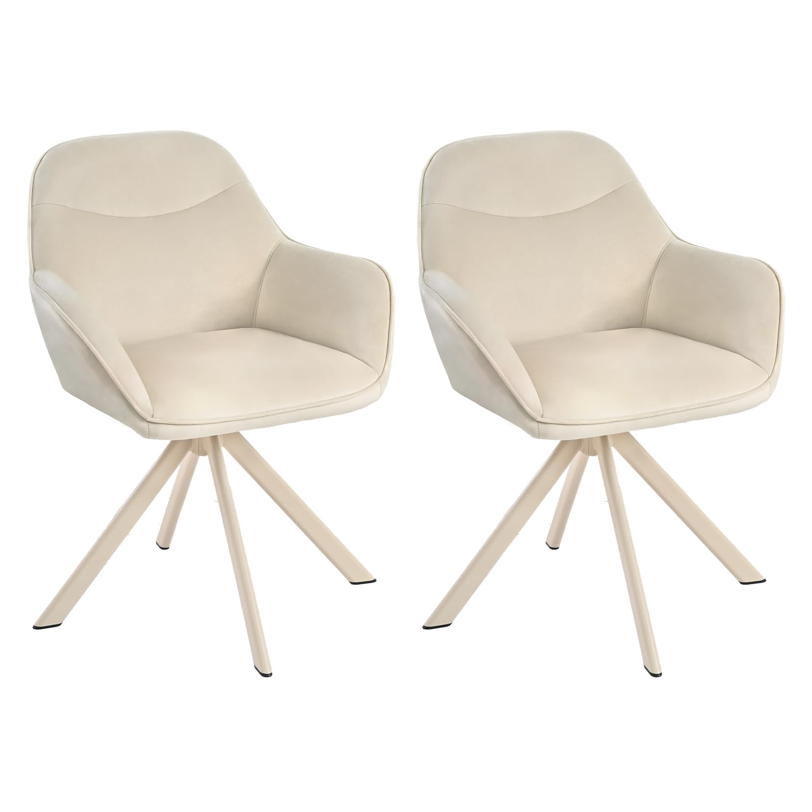 6er Set Esszimmerstühle Drehbar mit Armlehne, 360° Drehstuhl Polsterstuhl Samt Modern Küchenstuhl mit Metallbeine für Esszimmer, Wohnzimmer, Büro