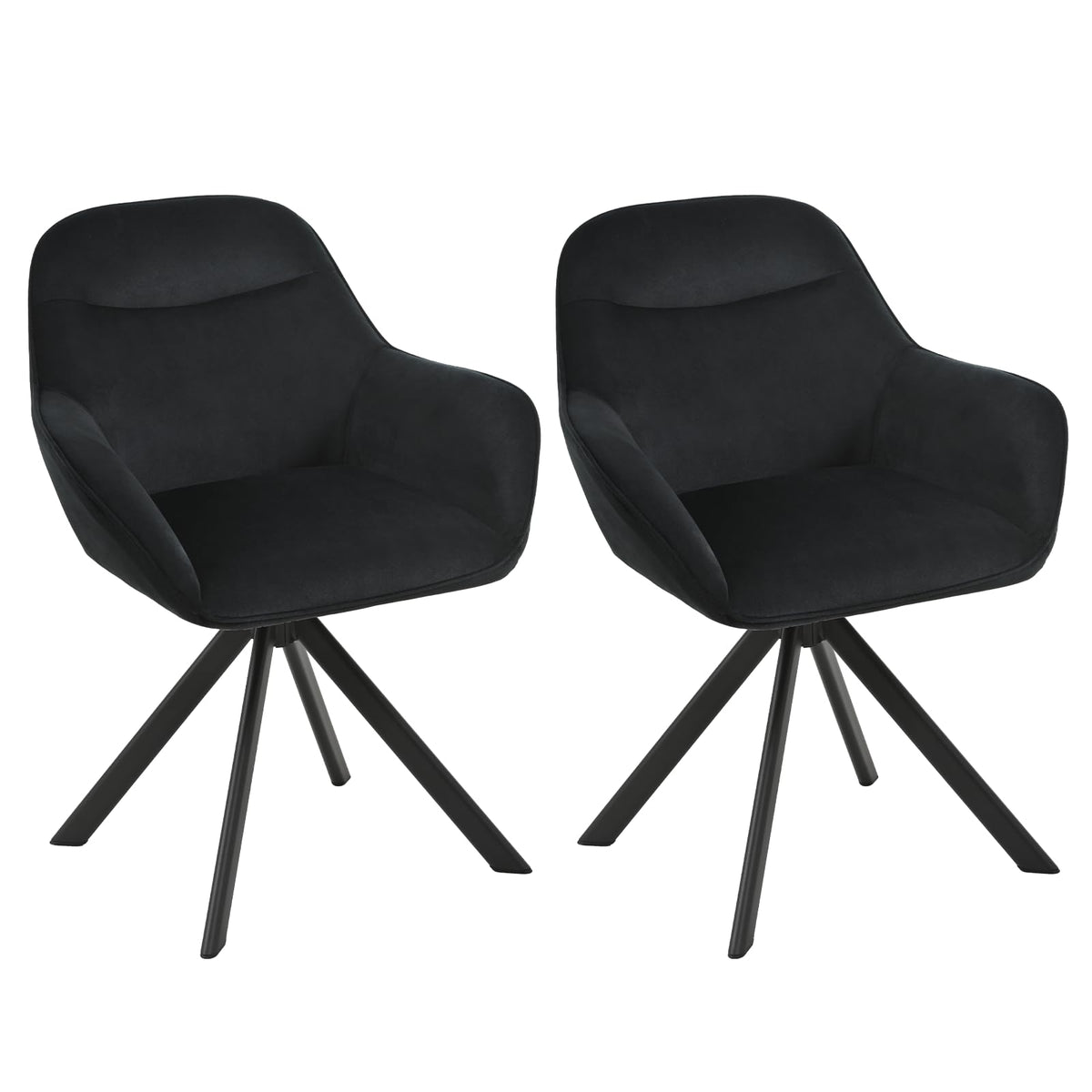 6er Set Esszimmerstühle Drehbar mit Armlehne, 360° Drehstuhl Polsterstuhl Samt Modern Küchenstuhl mit Metallbeine für Esszimmer, Wohnzimmer, Büro