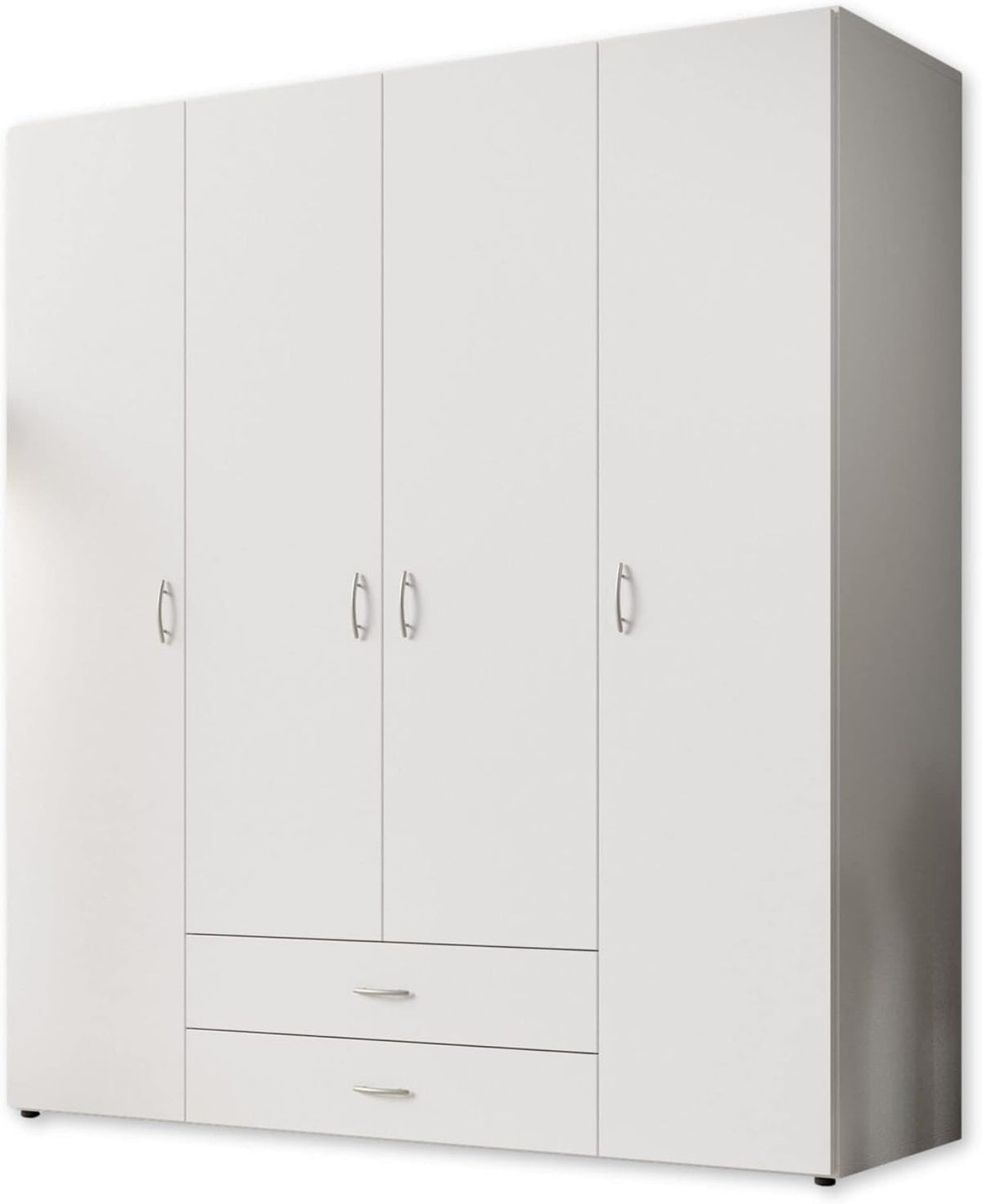 Stella Trading BASE Kleiderschrank Weiß, Drehtürenschrank mit Kleiderstange & verstellbaren Einlegeböden, mehrere Größen