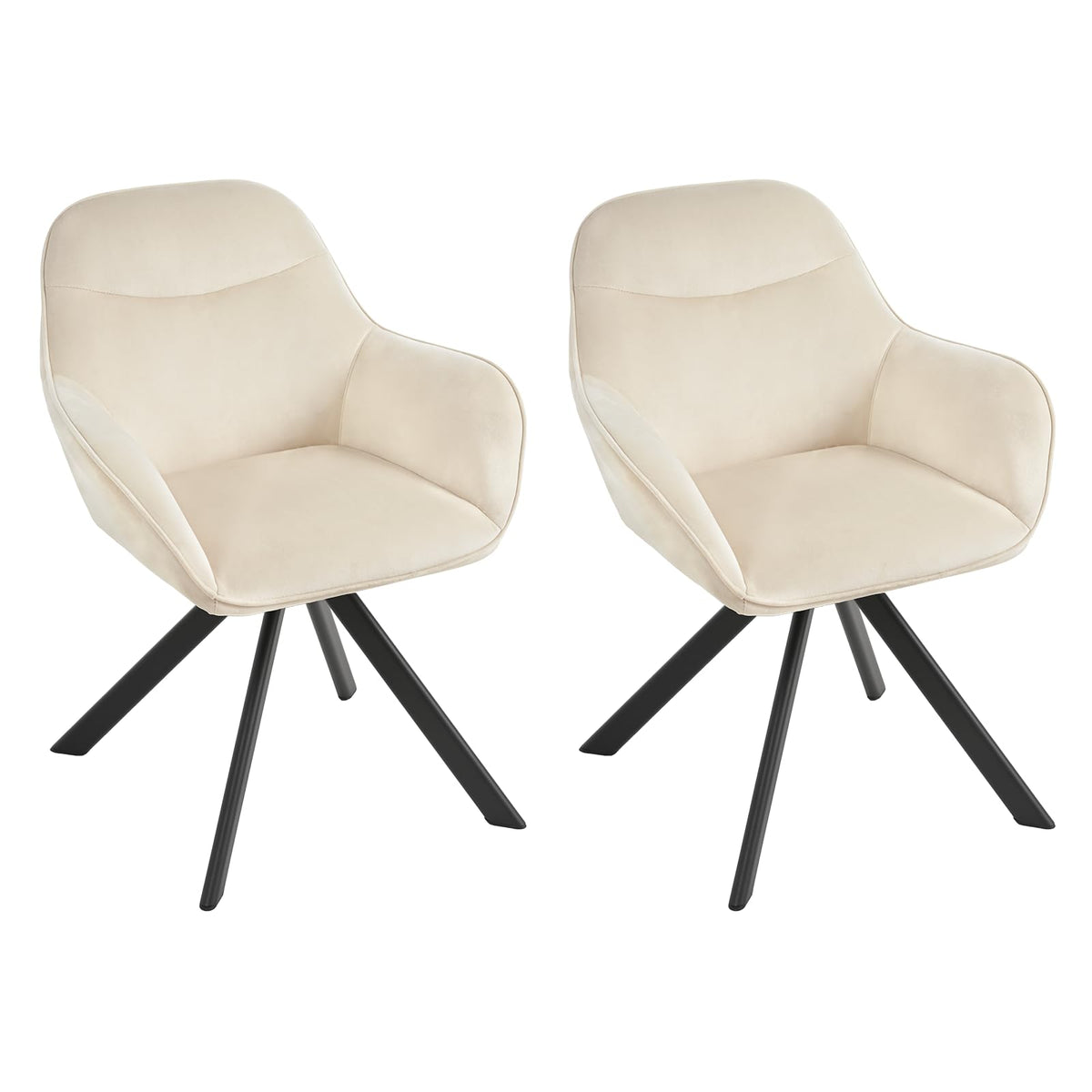 6er Set Esszimmerstühle Drehbar mit Armlehne, 360° Drehstuhl Polsterstuhl Samt Modern Küchenstuhl mit Metallbeine für Esszimmer, Wohnzimmer, Büro