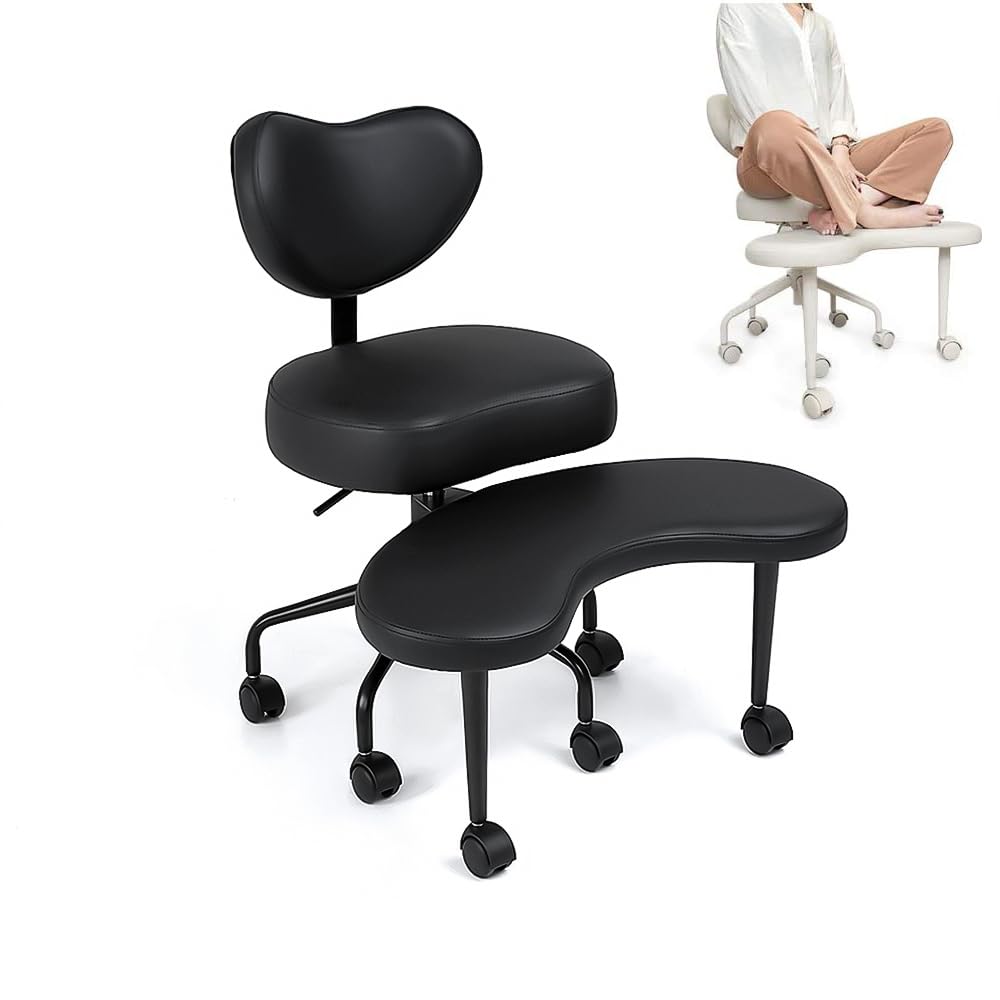 Pipersong Criss Cross Bürostuhl Ergonomisch mit Fußstütze & Rollen, Schreibtischstuhl mit verstellbaren Armlehnen
