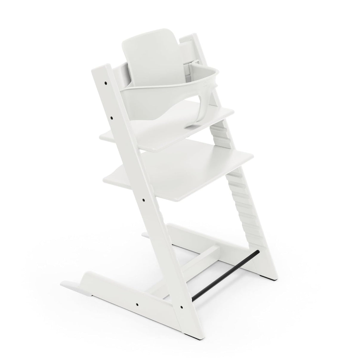 Stokke Tripp Trapp Hochstuhl Weiß mit Baby Set2, mitwachsender Kinderhochstuhl aus Buchenholz, verstellbar
