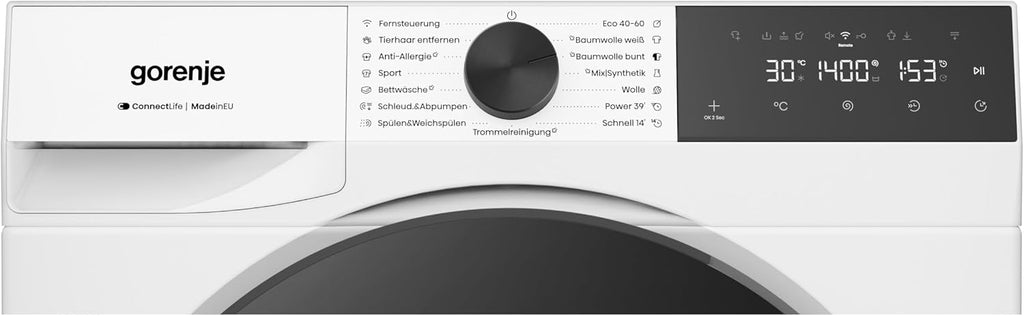 Gorenje WGAM474A Waschmaschine mit Dampffunktion /7 KG /1400 U-Min/ConnectLife /15 Programme/UltraClean/EasyDosing/SteamTech/Inverter PowerDrive /20%