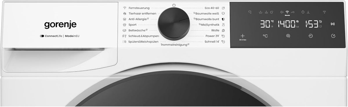Gorenje WGAM474A Waschmaschine mit Dampffunktion /7 KG /1400 U-Min/ConnectLife /15 Programme/UltraClean/EasyDosing/SteamTech/Inverter PowerDrive /20%