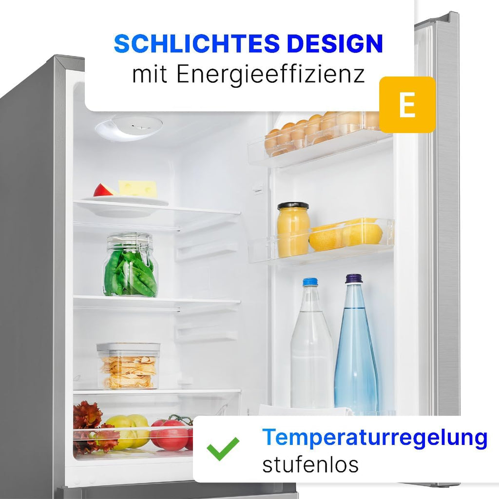 Bomann® Kühlschrank mit Gefrierfach | Energieklasse E | 143cm | Kühl Gefrierkombination leise 39 dB | 3 Ablagen & 3 Schubladen | Türanschlag