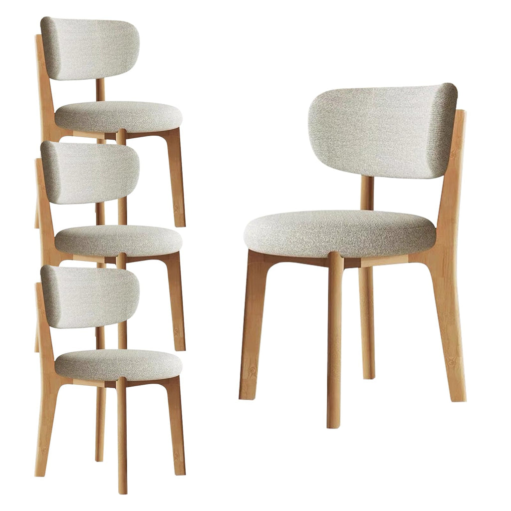 Esszimmerstühle 4er Set mit Polsterung, Holzbeine in Walnuss, Khaki, Küchenstühle mit geschwungener Rückenlehne