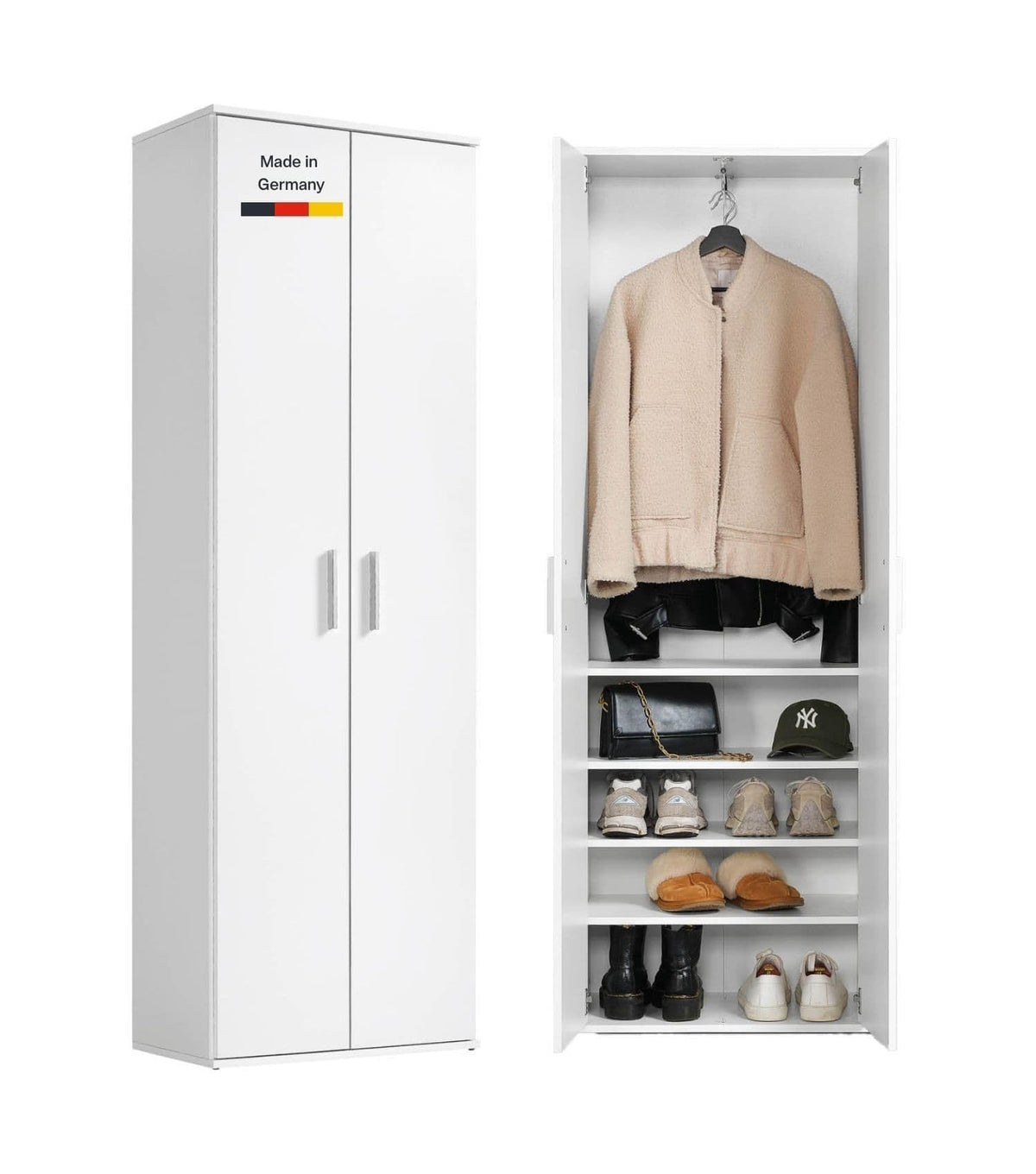 mokebo Mehrzweckschrank Besenschrank (60x180 cm) 'Der Lange' Made in Germany aus Holz auch als Haushaltsschrank Putzschrank Vorratsschrank