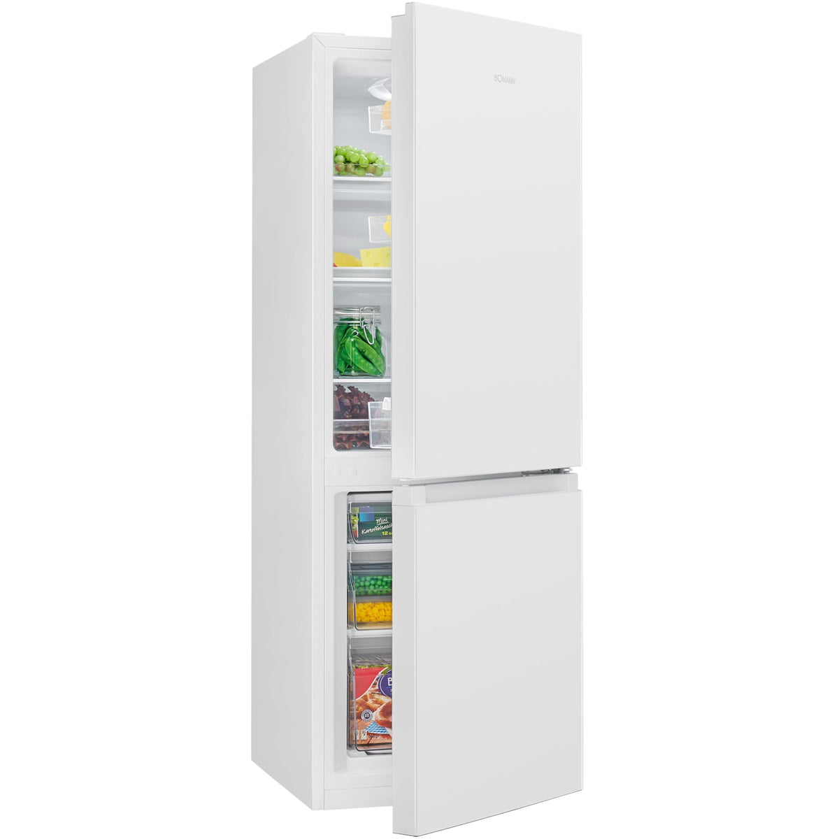 Bomann® Kühlschrank mit Gefrierfach | Energieklasse E | 143cm | Kühl Gefrierkombination leise 39 dB | 3 Ablagen & 3 Schubladen | Türanschlag