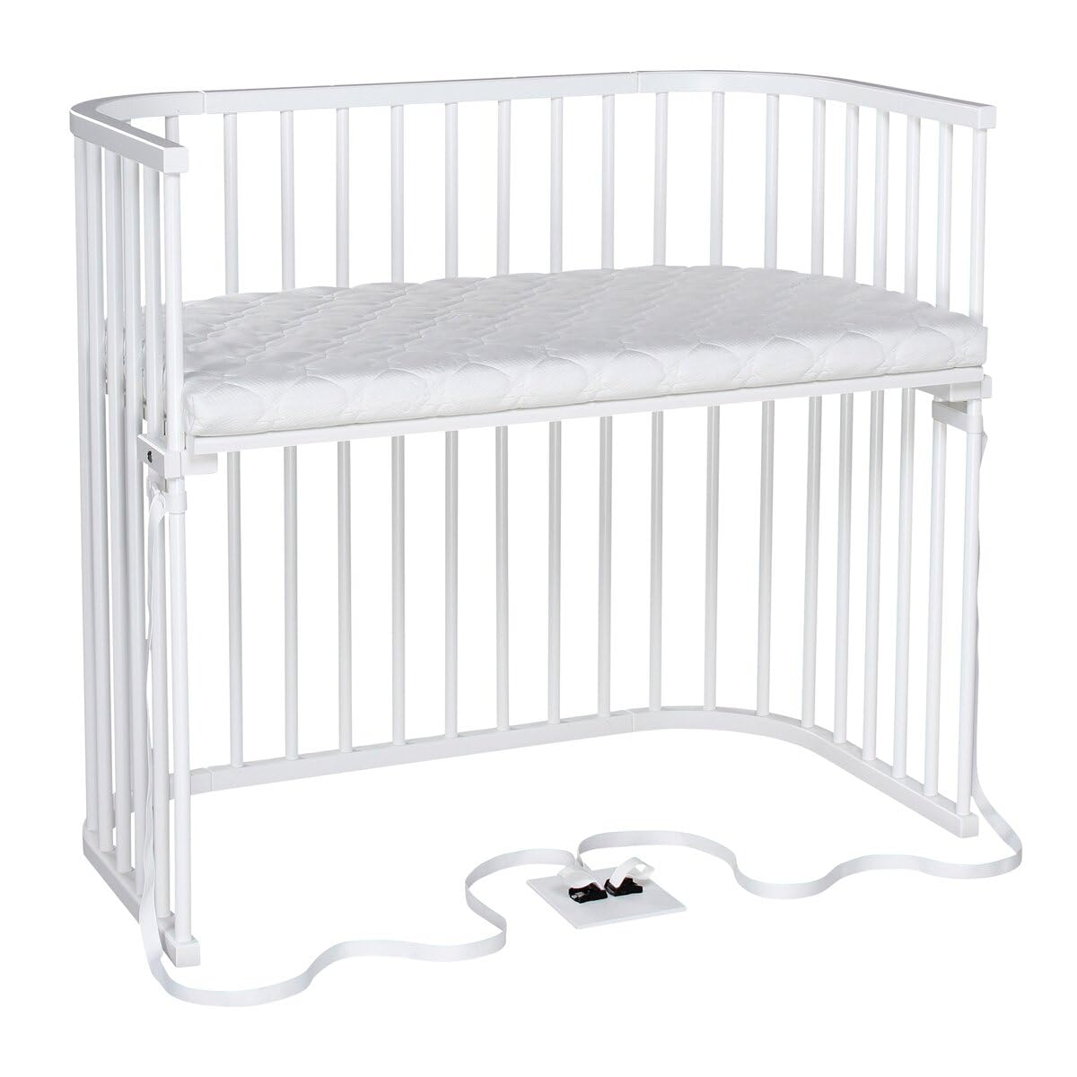 babybay Original Beistellbett aus massivem Buchenholz mit Matratze, höhenverstellbares Babybett für Neugeborene