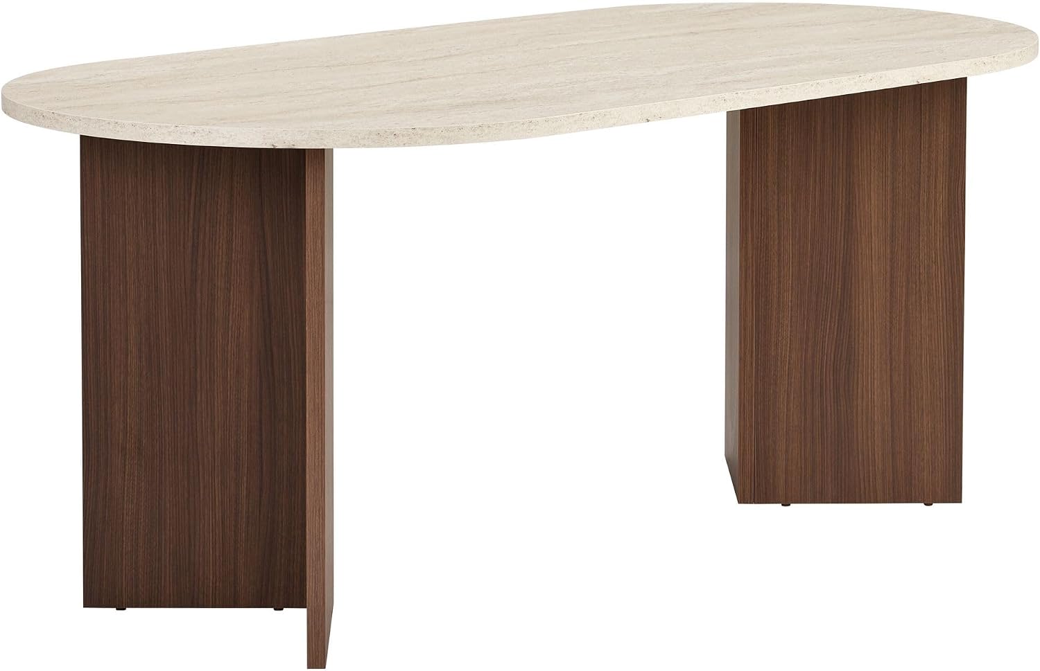 Moderner Esstisch, 180 x 90 x 75 cm, Travertine & Walnuss-Farben | 100% melaminbeschichtete Spanplatte, 25 mm Stärke | stilvolles & langlebiges