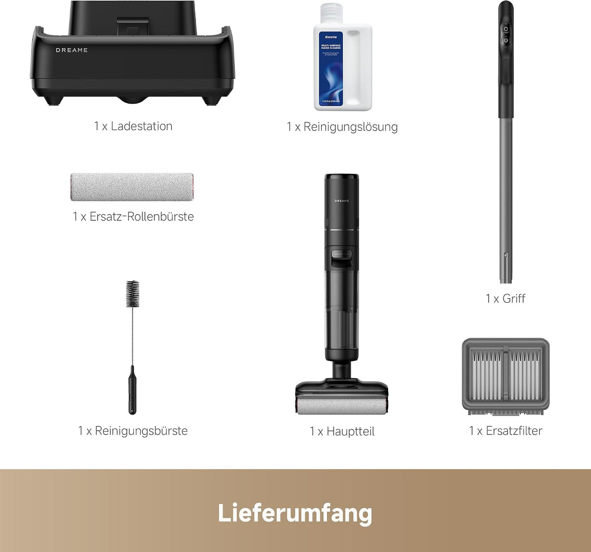dreame H12 Pro FlexReach Nass- und Trockensauger, Flaches 180°-Design, Trocknung in 5 Minuten, 18.000 Pa Saugkraft, 90 °C Heißwäsche