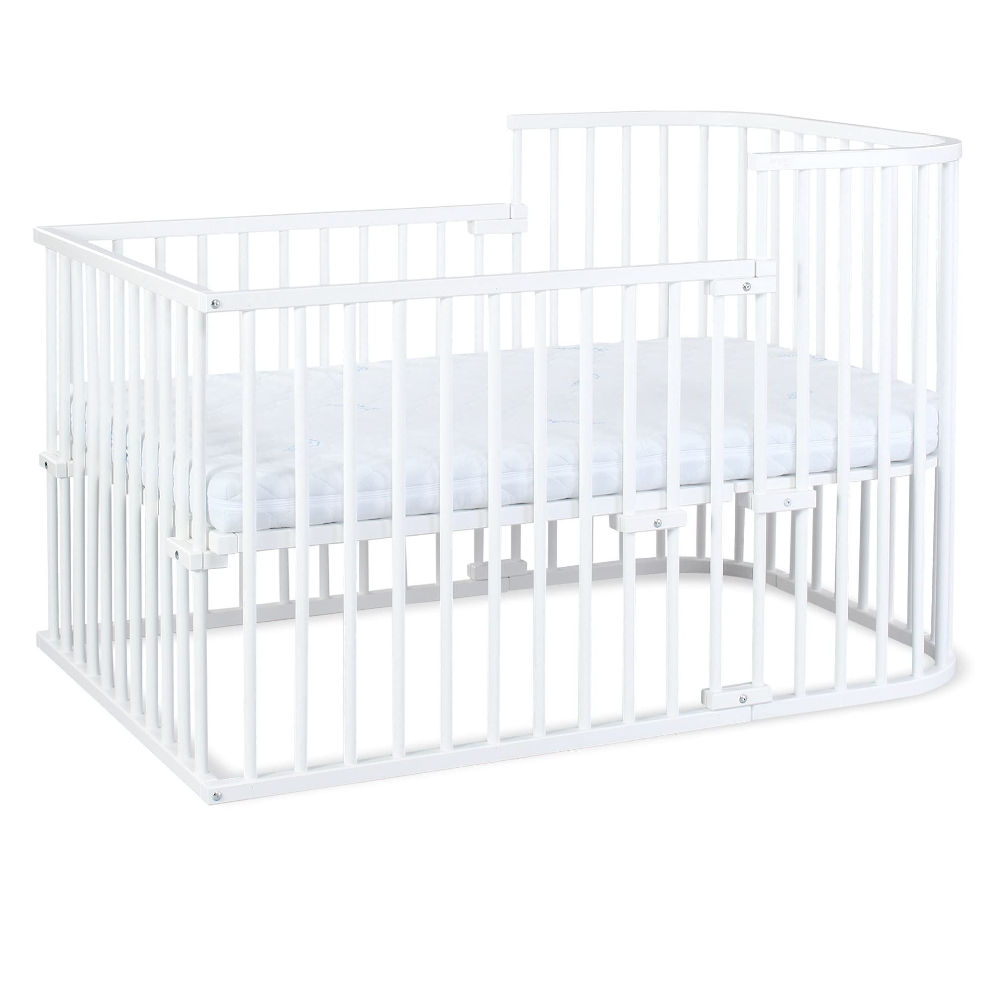 babybay Original Beistellbett aus massivem Buchenholz mit Matratze, höhenverstellbares Babybett für Neugeborene