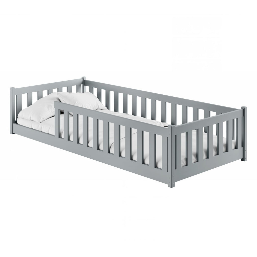 Kids Collective Kinderbett Bodenbett 120x200 cm Bett mit Rausfallschutz & Lattenrost Montessori Bett Bed Gitterbett Kinder Jugendbett Einzelbett |