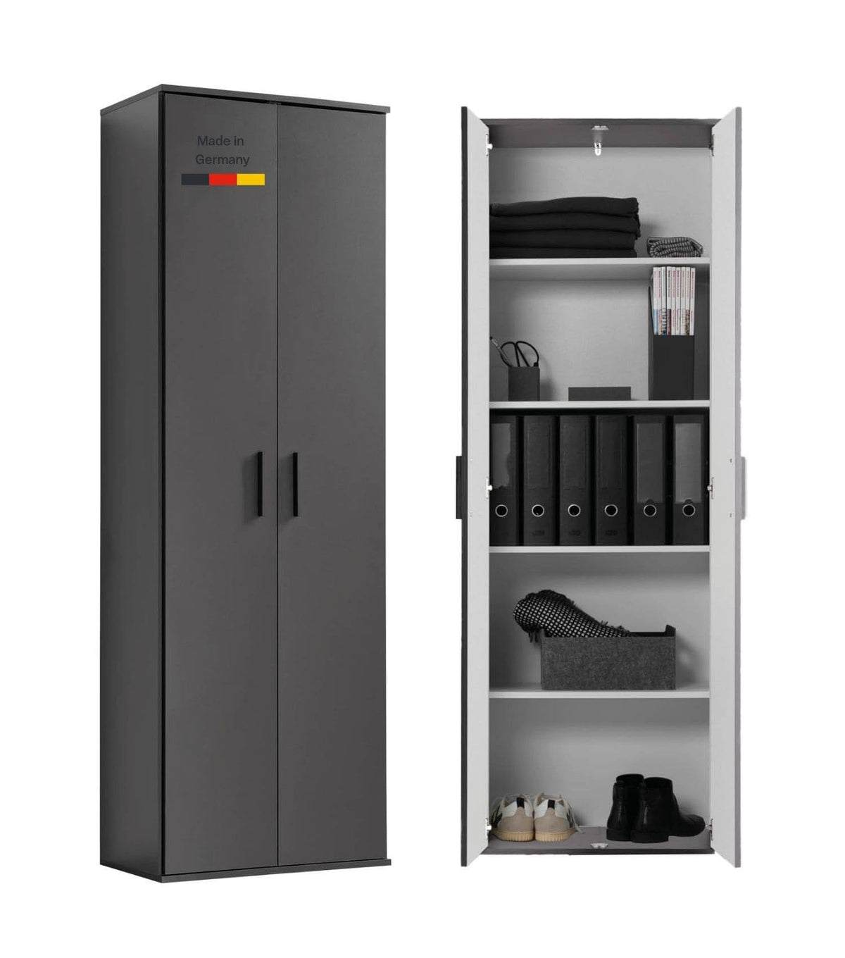 mokebo Mehrzweckschrank Besenschrank (60x180 cm) 'Der Lange' Made in Germany aus Holz auch als Haushaltsschrank Putzschrank Vorratsschrank