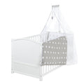 roba Babybett Set 70x140 cm mit Matratze, Bettwäsche & Himmel – Umbaubares Kinderbett zum Juniorbett, höhenverstellbar