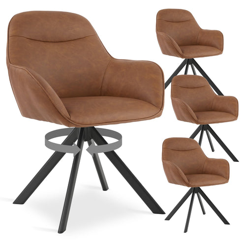 6er Set Esszimmerstühle Drehbar mit Armlehne, 360° Drehstuhl Polsterstuhl Samt Modern Küchenstuhl mit Metallbeine für Esszimmer, Wohnzimmer, Büro