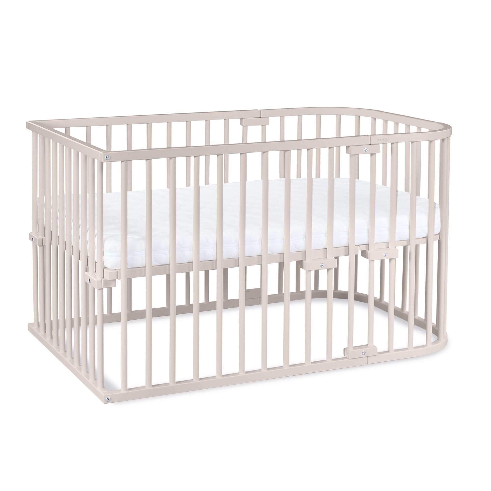 babybay Original Beistellbett aus massivem Buchenholz mit Matratze, höhenverstellbares Babybett für Neugeborene
