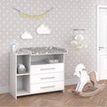 Vicco Oskar Kinderzimmer Set 2-teilig mit Wickelkommode & Spielzeugregal, Babyzimmer Möbel Weiß, umbaubar