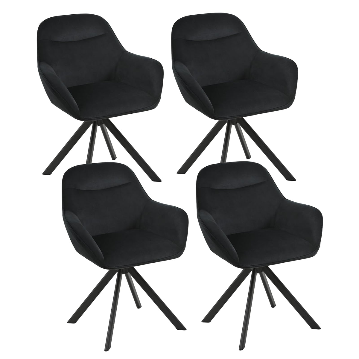 6er Set Esszimmerstühle Drehbar mit Armlehne, 360° Drehstuhl Polsterstuhl Samt Modern Küchenstuhl mit Metallbeine für Esszimmer, Wohnzimmer, Büro