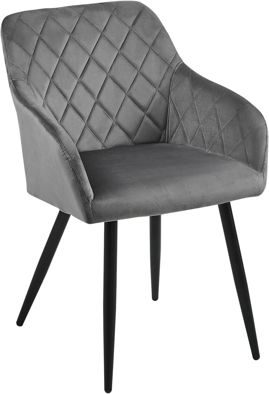CLIPOP Esszimmerstühle 2er Set, Küchenstühle Grau Samtstoff stühle Polsterstühle mit Armlehne Metallbeine Polstersessel Stühle für Esszimmer Küche