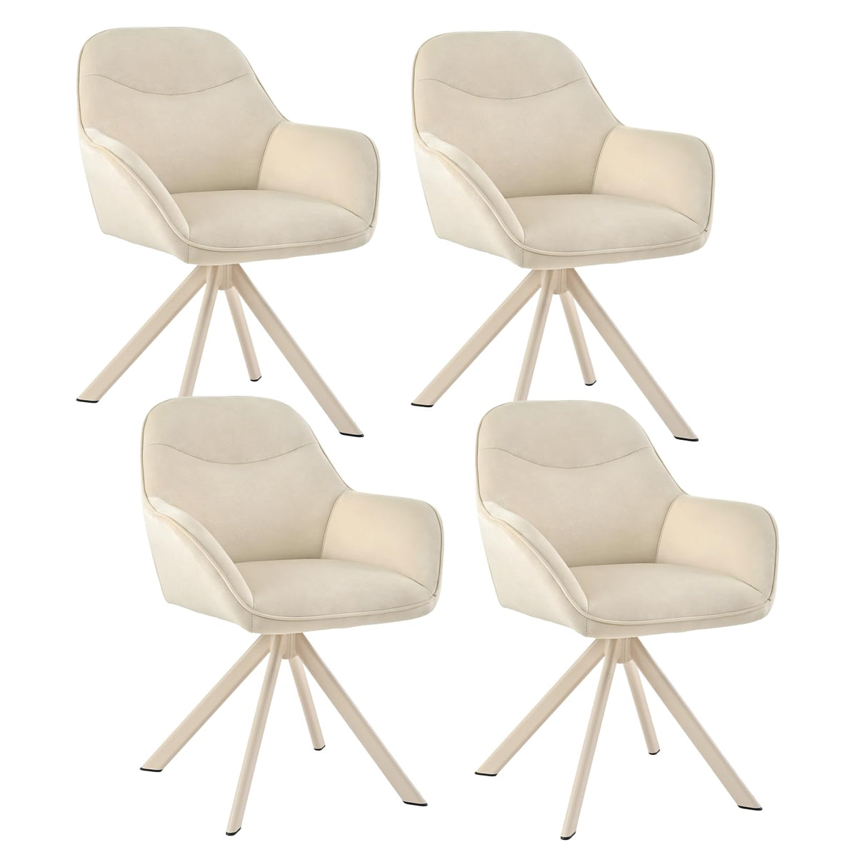 6er Set Esszimmerstühle Drehbar mit Armlehne, 360° Drehstuhl Polsterstuhl Samt Modern Küchenstuhl mit Metallbeine für Esszimmer, Wohnzimmer, Büro