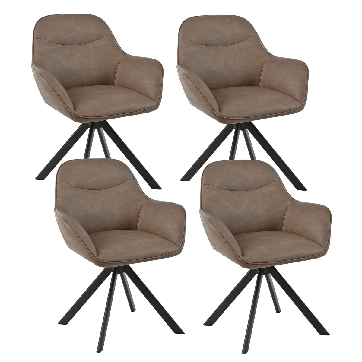 6er Set Esszimmerstühle Drehbar mit Armlehne, 360° Drehstuhl Polsterstuhl Samt Modern Küchenstuhl mit Metallbeine für Esszimmer, Wohnzimmer, Büro