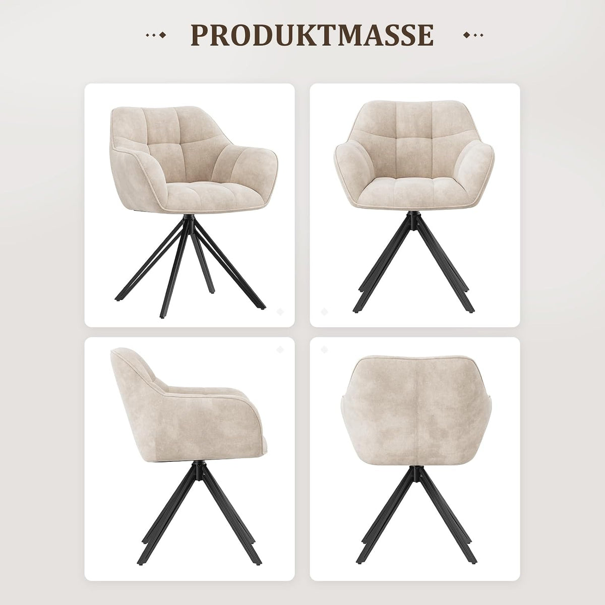 COLAMY Drehstühle für Esszimmer, 2er Set, Drehbare Polsterstühle mit Armlehnen und Rückenlehne, Bequeme Küchenstühle für Wohnzimmer & Essbereich