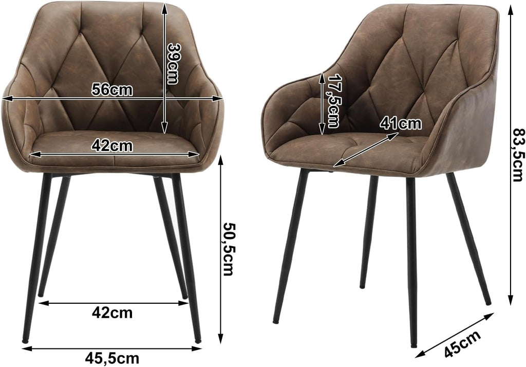 WOLTU Esszimmerstühle 4er Set, für Esszimmer Wohnzimmer, ergonomische Küchenstühle gepolstert mit Armlehnen, Metallbeinen, Sitzfläche aus