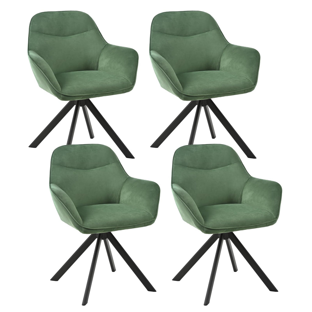 6er Set Esszimmerstühle Drehbar mit Armlehne, 360° Drehstuhl Polsterstuhl Samt Modern Küchenstuhl mit Metallbeine für Esszimmer, Wohnzimmer, Büro