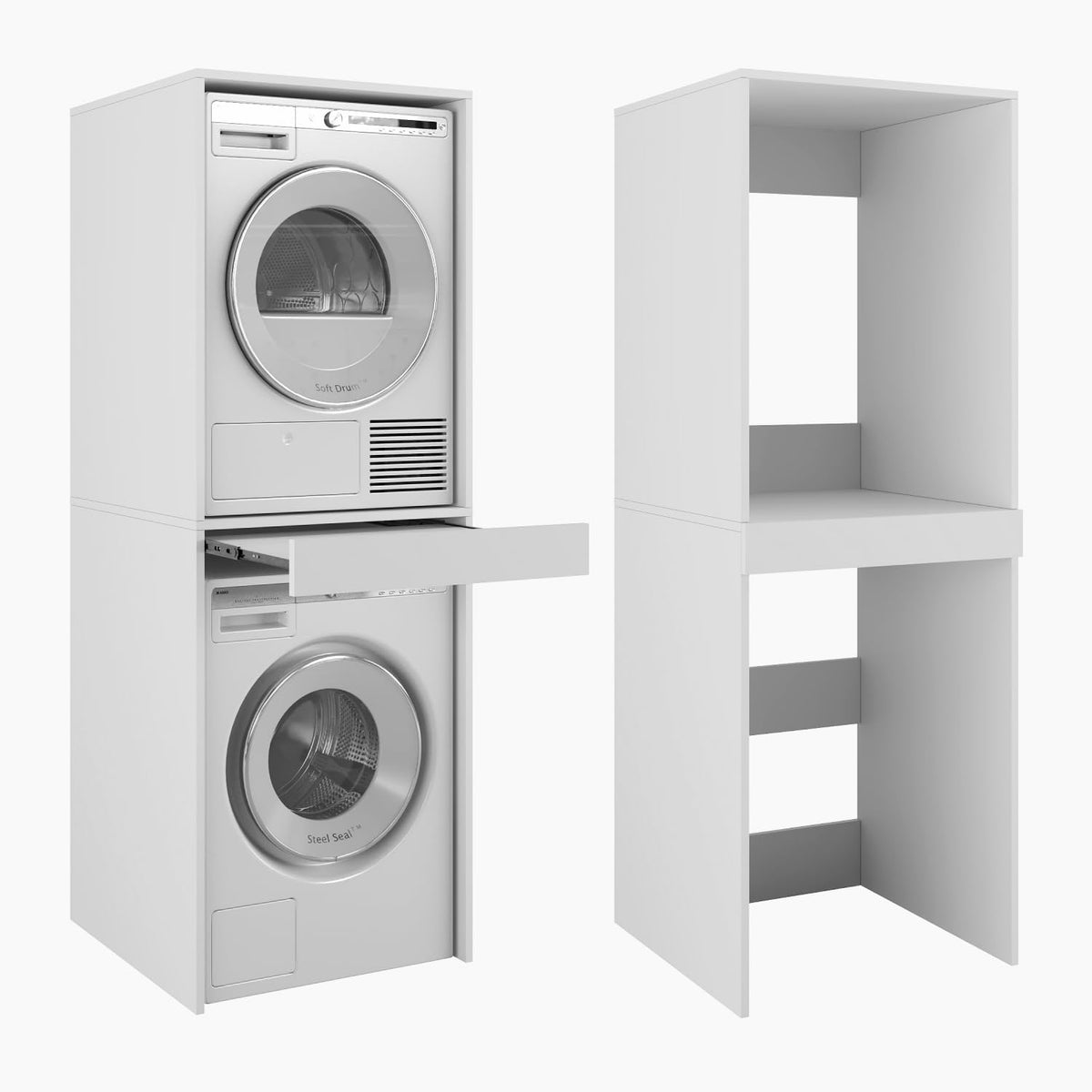 PLATAN ROOM Hochschrank Badschrank Waschmaschine Trockner Schrank Waschmaschinenschrank für Waschmaschine & Wäschetrockner Überbauschrank 187 x 65 x