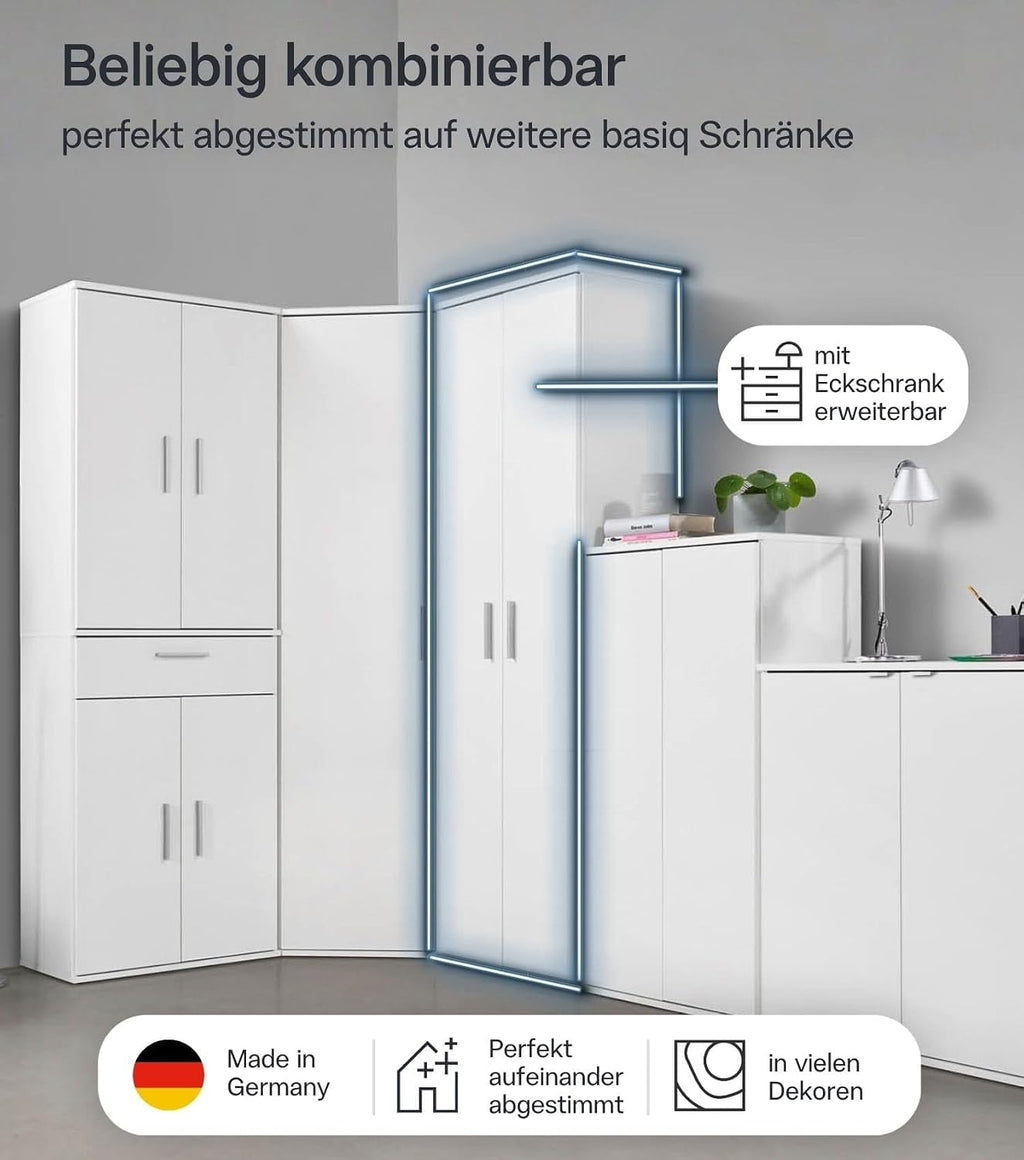 mokebo Mehrzweckschrank Besenschrank (60x180 cm) 'Der Lange' Made in Germany aus Holz auch als Haushaltsschrank Putzschrank Vorratsschrank