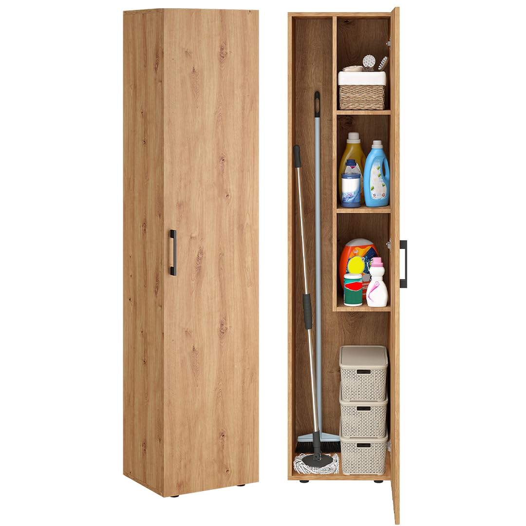 Bellamio Apol Besenschrank 60 cm breit, Weiß, Staubsaugerfach, Stauraum