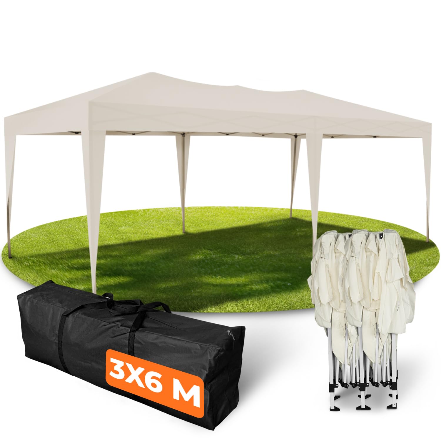Kronenburg Faltpavillon wasserdicht Dachmaß 3 x 3 m UV Schutz 50+ Pavillon in Champagner mit 4 Seitenteilen