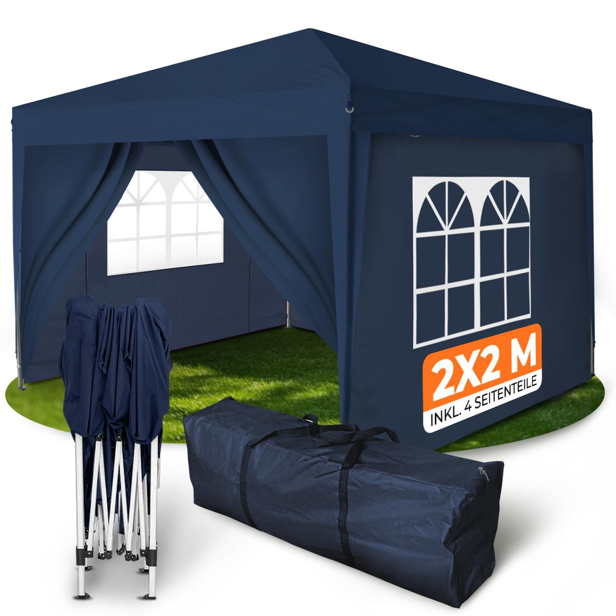 Kronenburg Faltpavillon wasserdicht Dachmaß 3 x 3 m UV Schutz 50+ Pavillon in Champagner mit 4 Seitenteilen