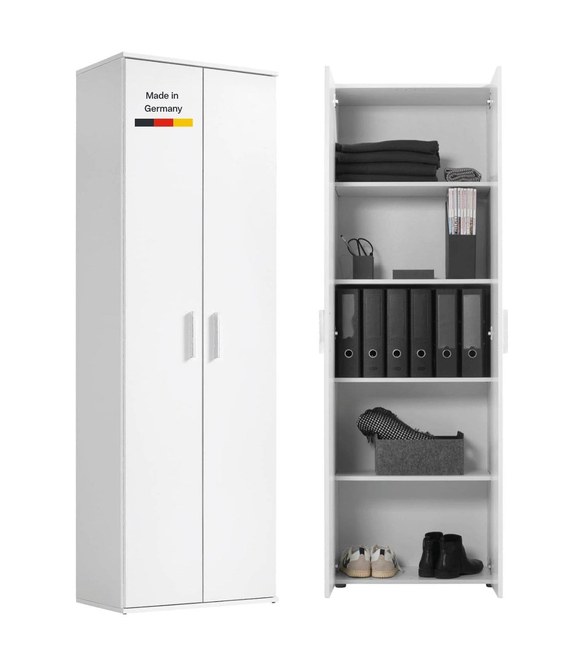 mokebo Mehrzweckschrank Besenschrank (60x180 cm) 'Der Lange' Made in Germany aus Holz auch als Haushaltsschrank Putzschrank Vorratsschrank