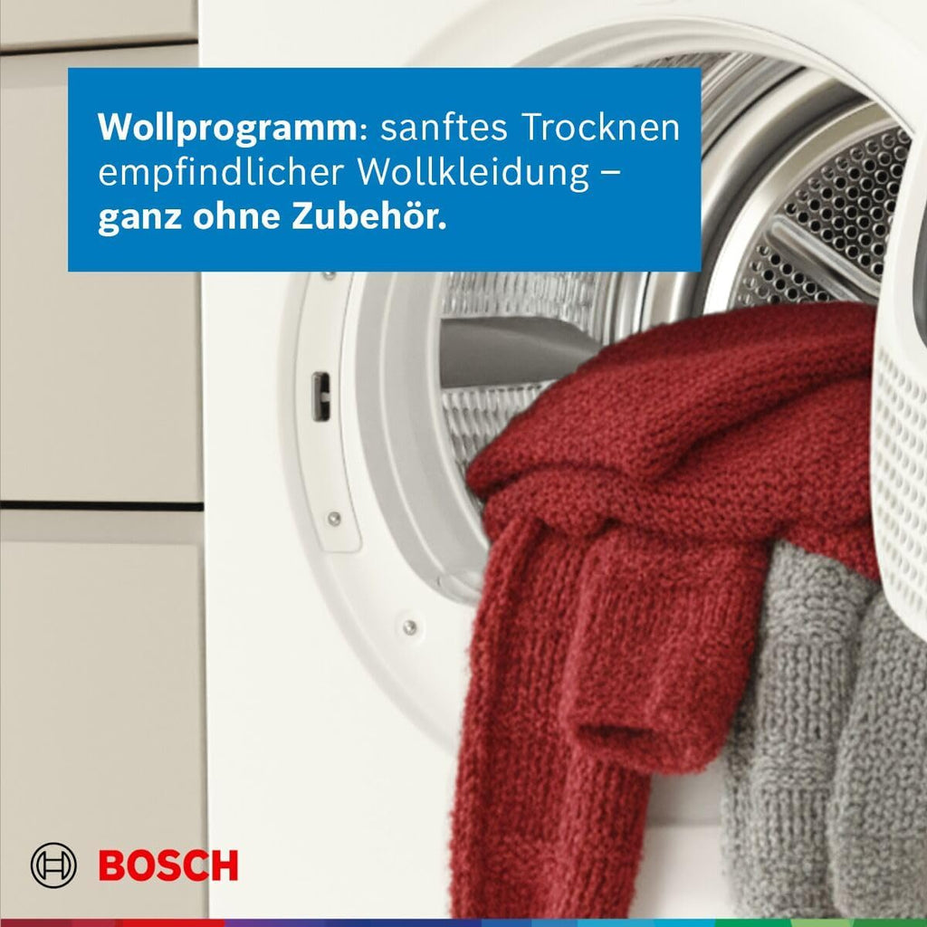 Bosch WQG235D00, Serie 6, Wärmepumpentrockner 8 kg, Schneller getrocknete Wäsche, Auto Dry, Option Halbe Beladung, Sensitive Drying-System