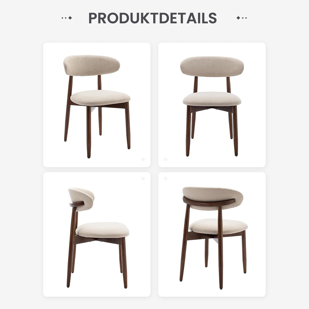 COLAMY Küchenstuhl Esszimmerstühle 4er Set, Moderne Polsterstuhl Essstühle mit Fester Rückenlehne, Stoff Esszimmerstühl mit Holzbein für Esszimmer