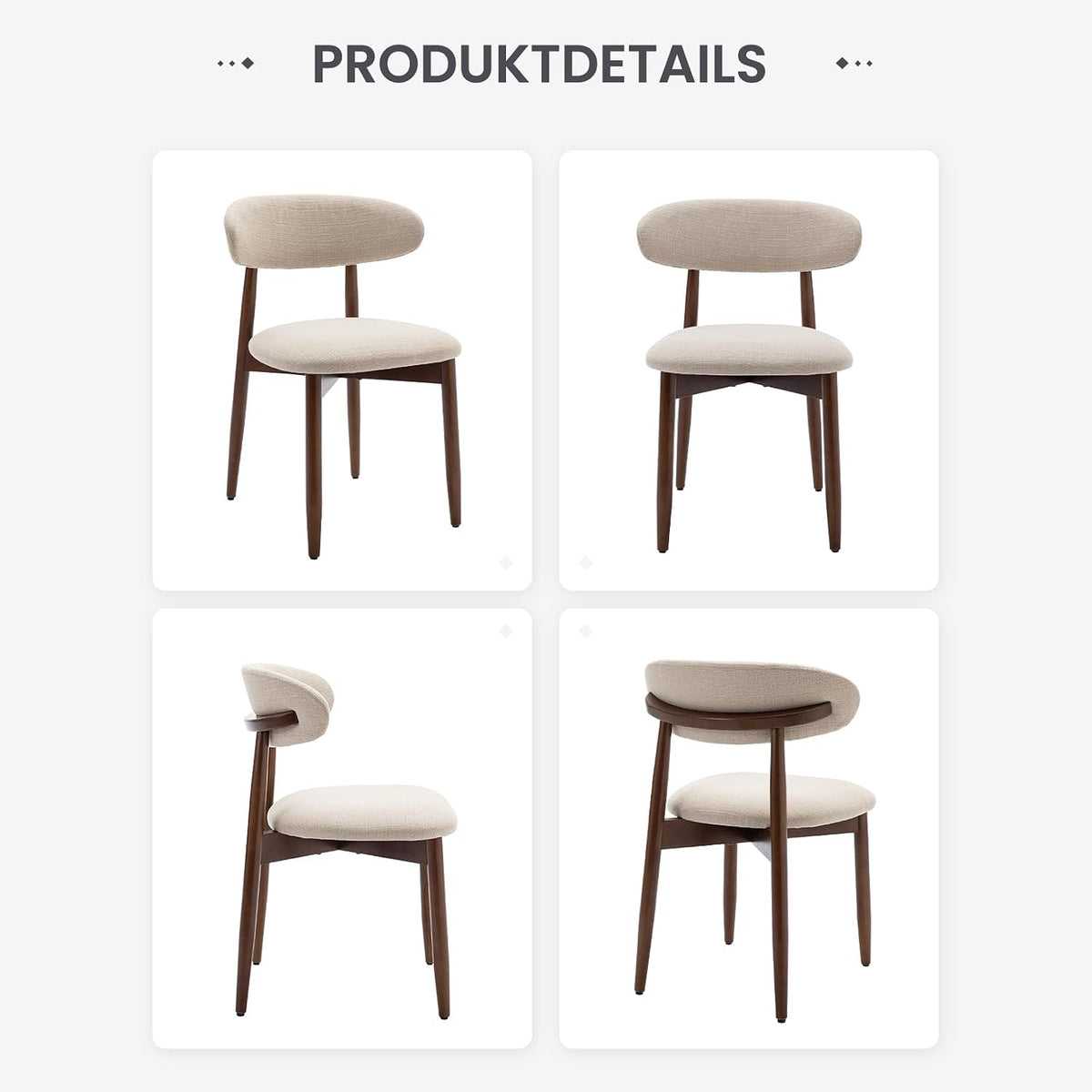 COLAMY Küchenstuhl Esszimmerstühle 4er Set, Moderne Polsterstuhl Essstühle mit Fester Rückenlehne, Stoff Esszimmerstühl mit Holzbein für Esszimmer