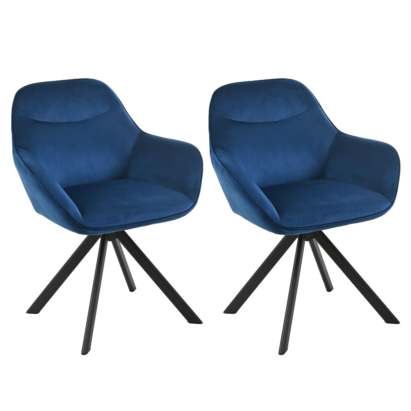 6er Set Esszimmerstühle Drehbar mit Armlehne, 360° Drehstuhl Polsterstuhl Samt Modern Küchenstuhl mit Metallbeine für Esszimmer, Wohnzimmer, Büro