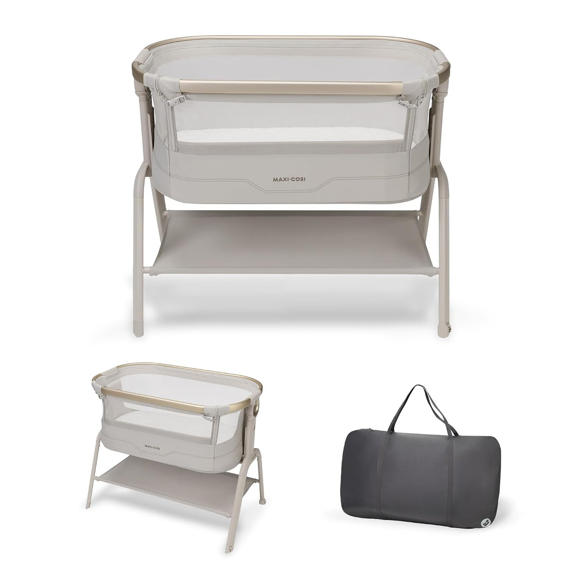 Maxi Cosi Iora² Baby Stubenbett, 0–6 kg (9 kg), Klappbares und Leichtes Beistellbett Baby, 5 cm CloudCore-Matratze, 5 Höhenstufen, 2 Leichtgängige