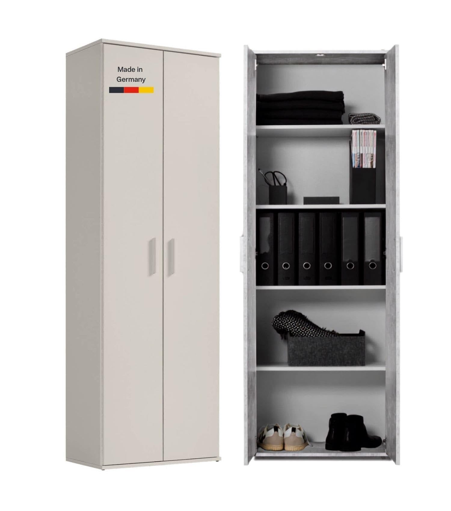 mokebo Mehrzweckschrank Besenschrank (60x180 cm) 'Der Lange' Made in Germany aus Holz auch als Haushaltsschrank Putzschrank Vorratsschrank