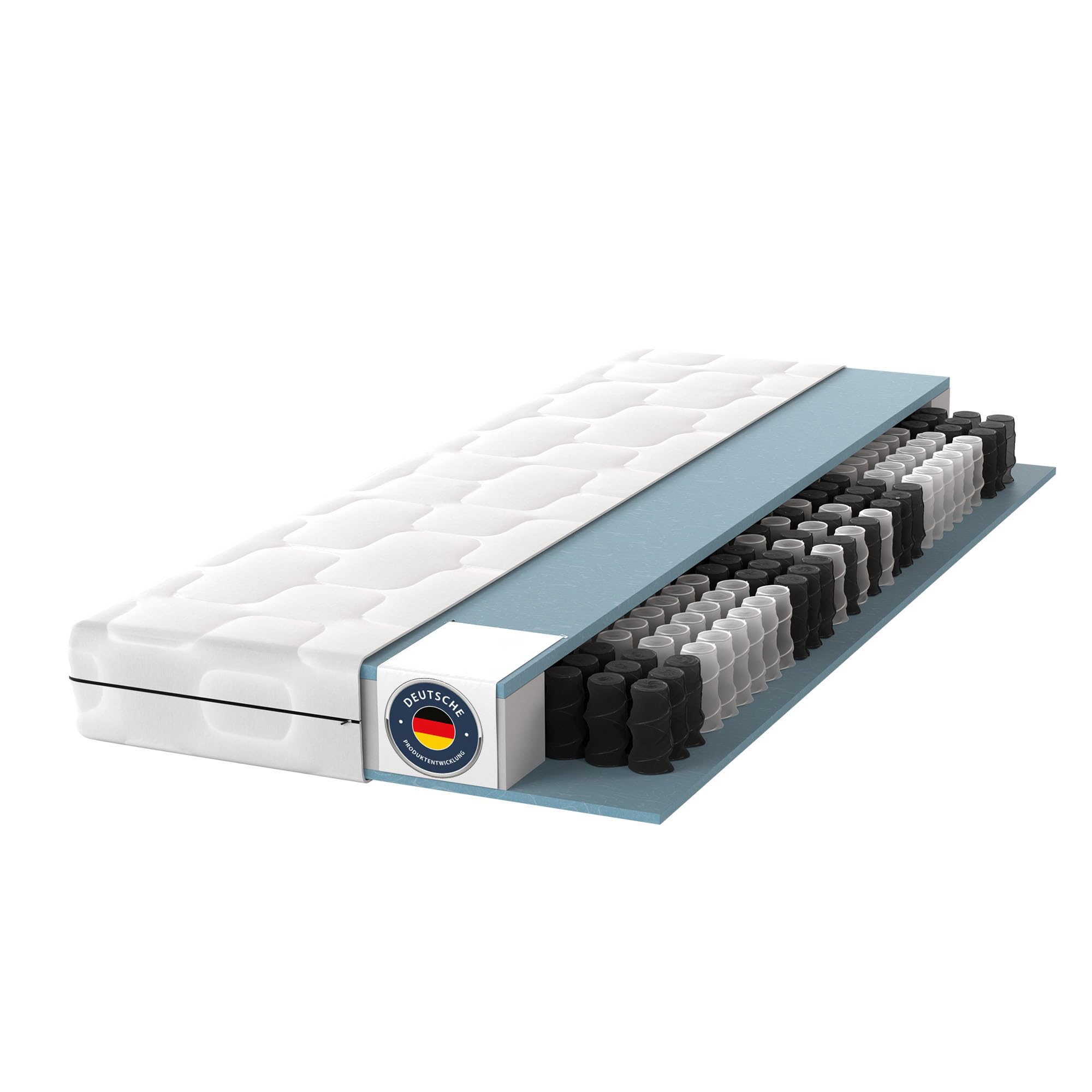 BMM Ortho Medic Taschenfederkernmatratze 90x200 H3 – 7 Zonen Federkernmatratze 21 cm hoch, ergonomisch & rückenschonend, atmungsaktiv, Öko-Tex