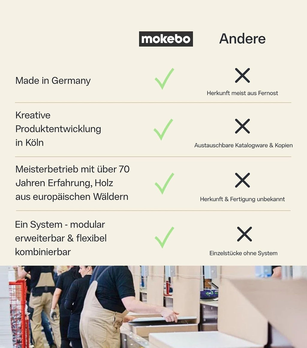 mokebo Mehrzweckschrank Besenschrank (60x180 cm) 'Der Lange' Made in Germany aus Holz auch als Haushaltsschrank Putzschrank Vorratsschrank