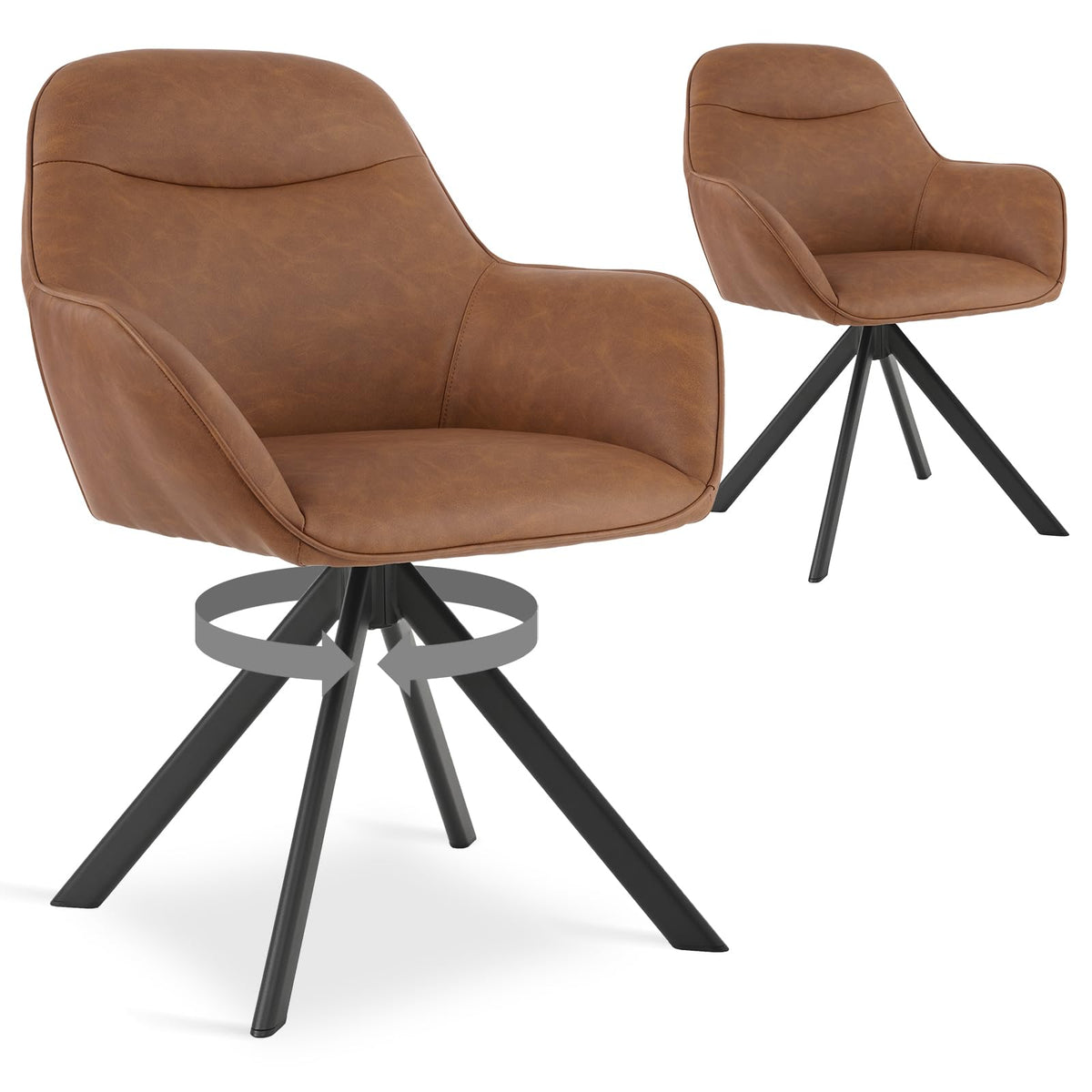6er Set Esszimmerstühle Drehbar mit Armlehne, 360° Drehstuhl Polsterstuhl Samt Modern Küchenstuhl mit Metallbeine für Esszimmer, Wohnzimmer, Büro