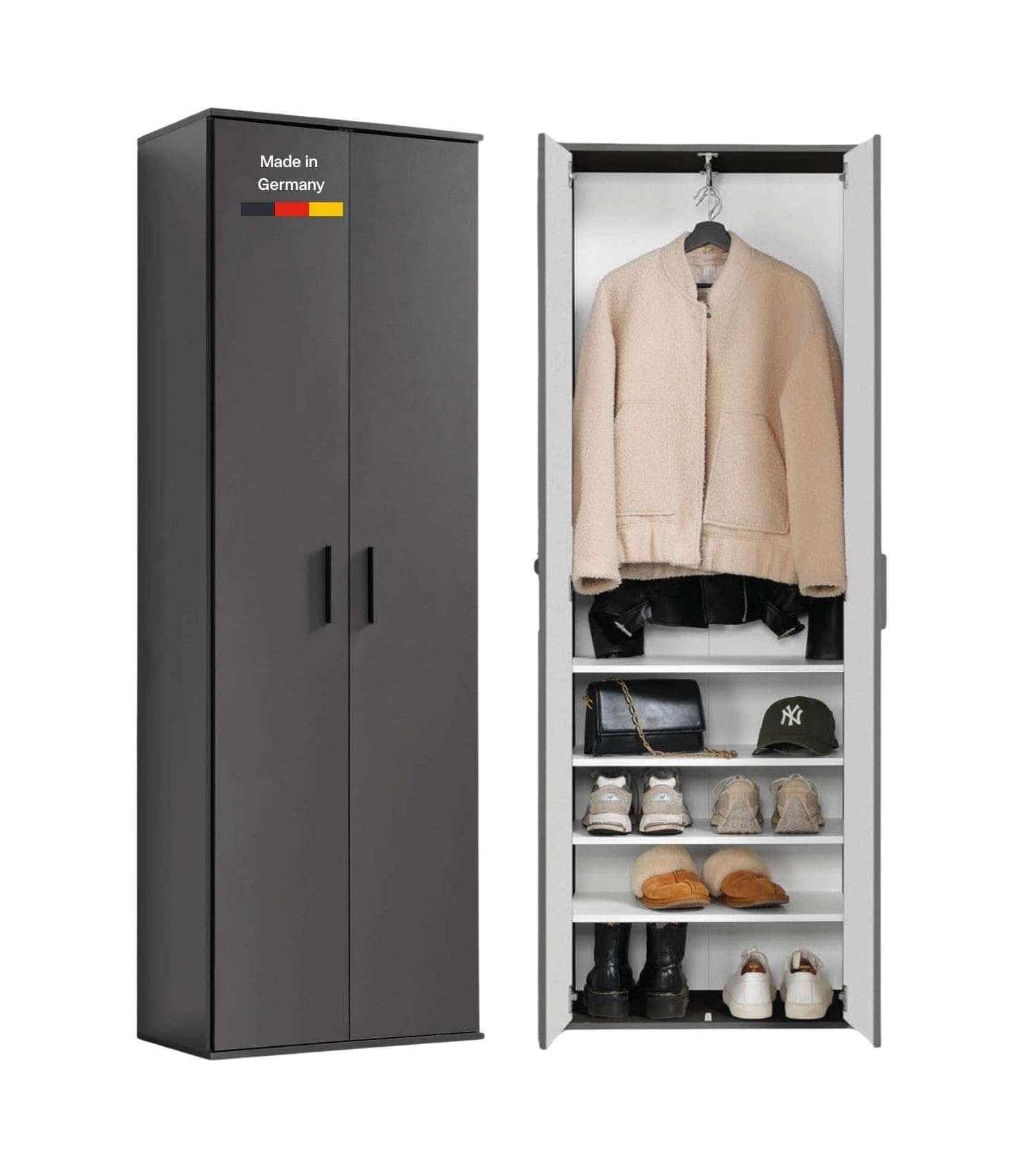 mokebo Mehrzweckschrank Besenschrank (60x180 cm) 'Der Lange' Made in Germany aus Holz auch als Haushaltsschrank Putzschrank Vorratsschrank