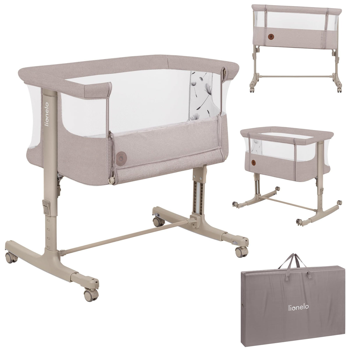 Lionelo Aurora 3 in 1 Babybett bis 9 kg, Beistellbett, Wiege