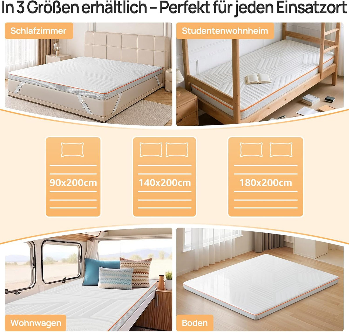 MULISOFT Topper 180x200 cm 7,5 cm H3/H4 – Gel Memory Foam Matratzentopper mit 7-Zonen, waschbarem Bezug & Anti-Rutsch