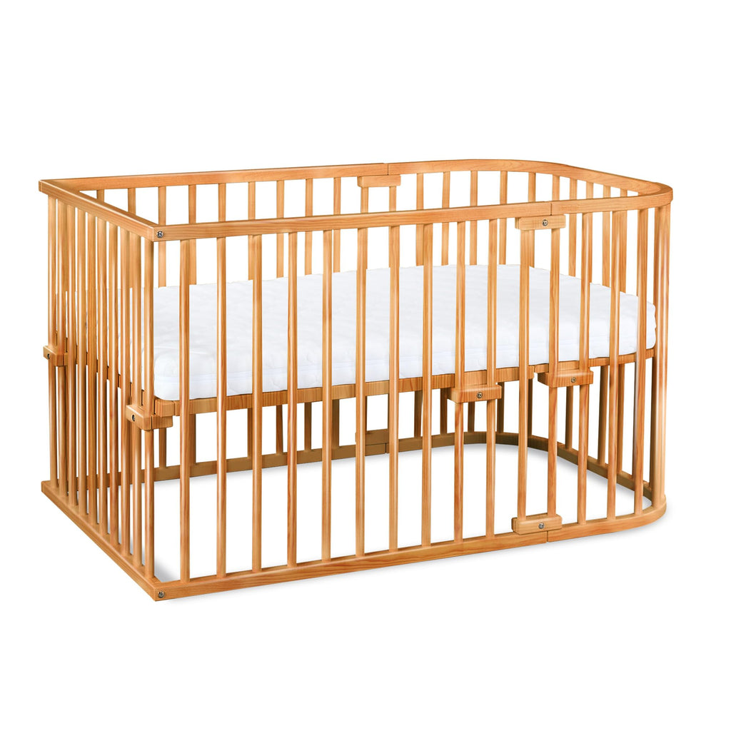 babybay Original Beistellbett aus massivem Buchenholz mit Matratze, höhenverstellbares Babybett für Neugeborene