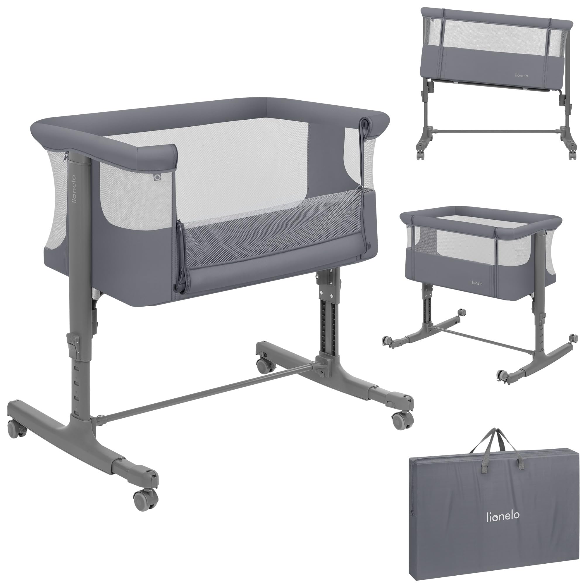 Lionelo Aurora 3 in 1 Babybett bis 9 kg, Beistellbett, Wiege